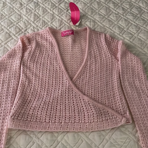 Brand - Say What? Girls - Girls long sleeve short open sweater, Medium, Pink - Picture 11 of 11
